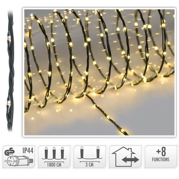 LED Verlichting 600 LED - 18 meter - warm wit - voor binnen en buiten - 8 Lichtfuncties - Soft Wire