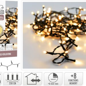 Kerstverlichting 48 led - 3.50m - extra warm wit - Batterij - Lichtfuncties - Geheugen - Timer