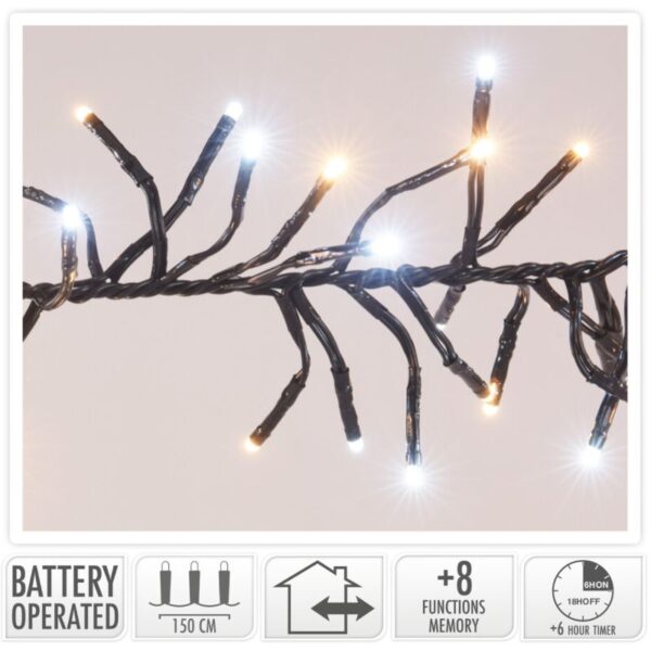 Clusterverlichting 192 led - 1.4m - two tone adorable - Batterij - Lichtfuncties - Geheugen - Timer