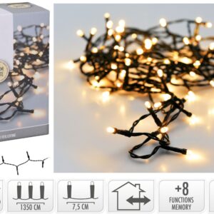 Kerstverlichting 180 led- 13.5m - warm wit - Timer - Lichtfuncties - Geheugen - Buiten