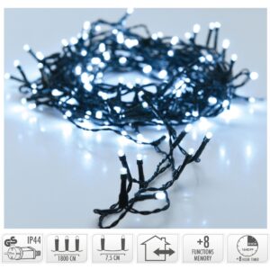 Kerstverlichting 240 led- 18m - wit - Timer - Lichtfuncties - Geheugen - Buiten