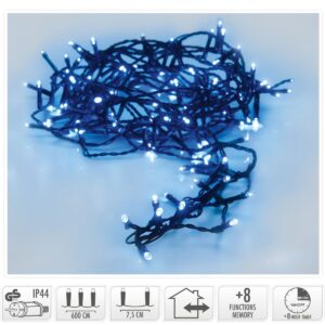 Kerstverlichting 80 led- 6m - blauw - Timer - Lichtfuncties - Geheugen - Buiten