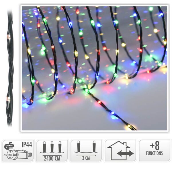 LED Verlichting 800 LED - 24 meter - multicolor - voor binnen en buiten - 8 Lichtfuncties - Soft Wire